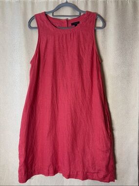 J. Crew Red Sleeveless Linen Midi Dress